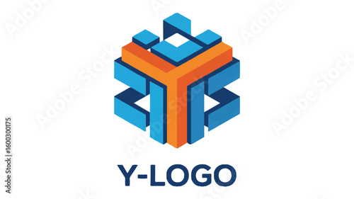 Geometric Y shape logo design abstract blue