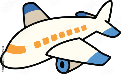 White airplane with blue wing tips