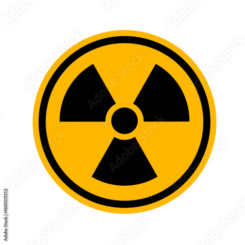 Radioactivity yellow warning sign on transparent background. Vector illustration.