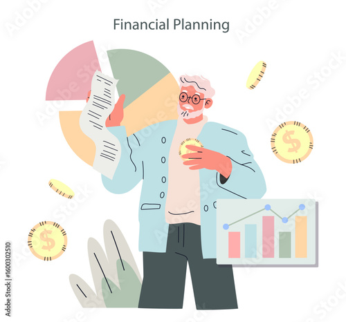Silver Society. Flat Vector Illustration