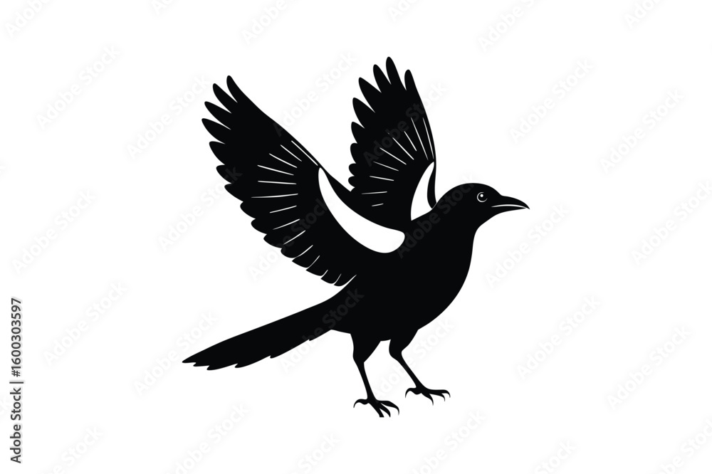 Fototapeta premium Set of Magpie Silhouette vector, Black Magpie Silhouette 