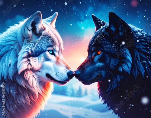 Capturing the essence of the wild, a lone gray wolf howls at the moon, its piercing eyes and furred face a portrait of nature's formidable predator in the winter night