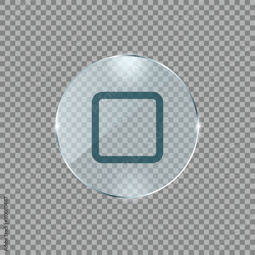 Simple square icon representing stop block end or close button for user interface with flat transparent style

