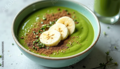 Delicious Green Smoothie Bowl with Banana and Spices