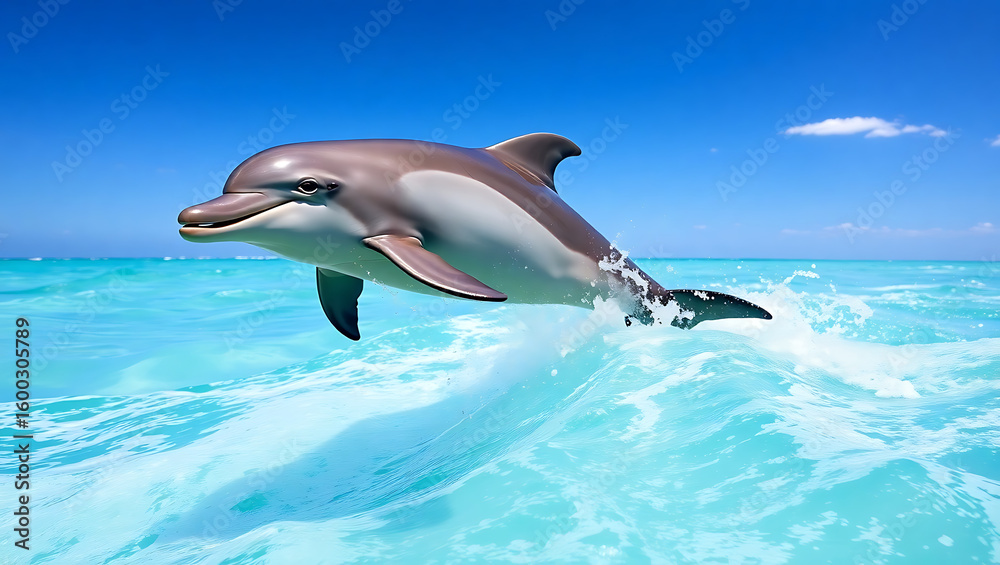 Fototapeta premium dolphin jumping in the water, 3d Rendering illustration
