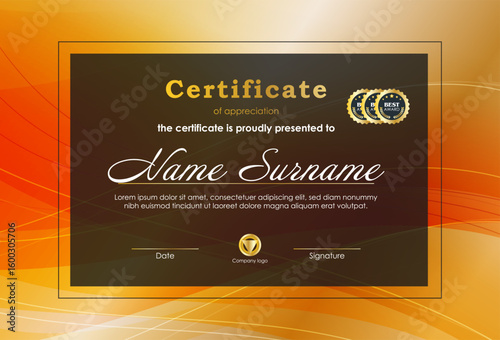 Certificate Of Achievement Award Template Design.
