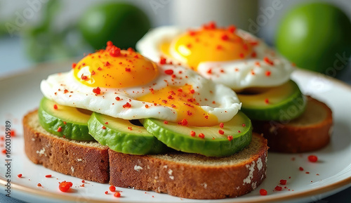 Delicious Avocado Toast with Fried Eggs, Perfect for a Healthy Breakfast