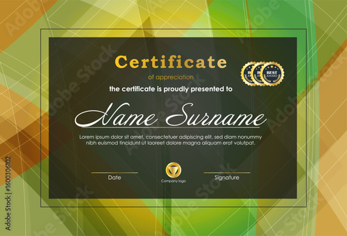 Certificate Of Achievement Award Template Design.
