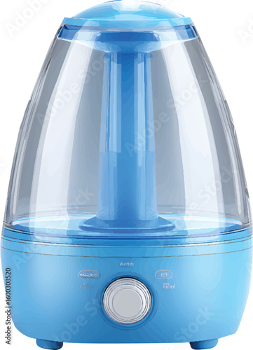  A blue and white humidifier isolated on a transparent background