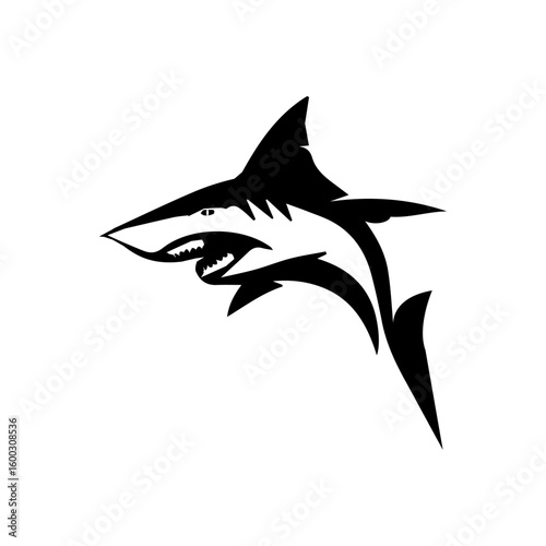 Shark icon vectors illustration black color