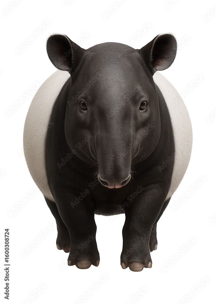 Fototapeta premium Malayan tapir with distinct black-and-white color pattern and short snout