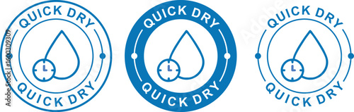 Quick Dry Label Icon – Fast Drying Sticker, Logo Badge, Waterproof Symbol