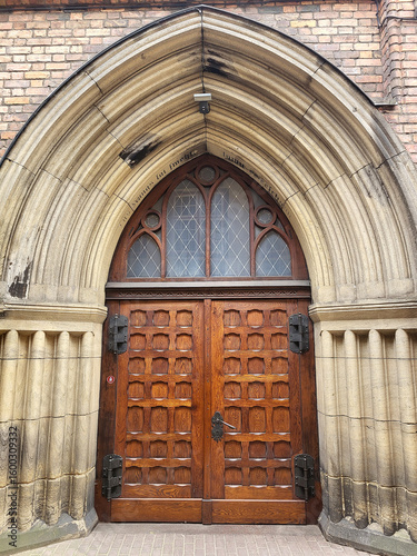 back yard church cathedral door gates lutheran wooden ancient medieval vintage
