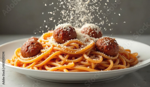 Delicious Spaghetti and Meatballs with Parmesan Topping