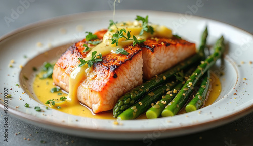 Delicious Baked Salmon with Asparagus and Creamy Sauce