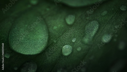 Drops of Water on green leaves after rain