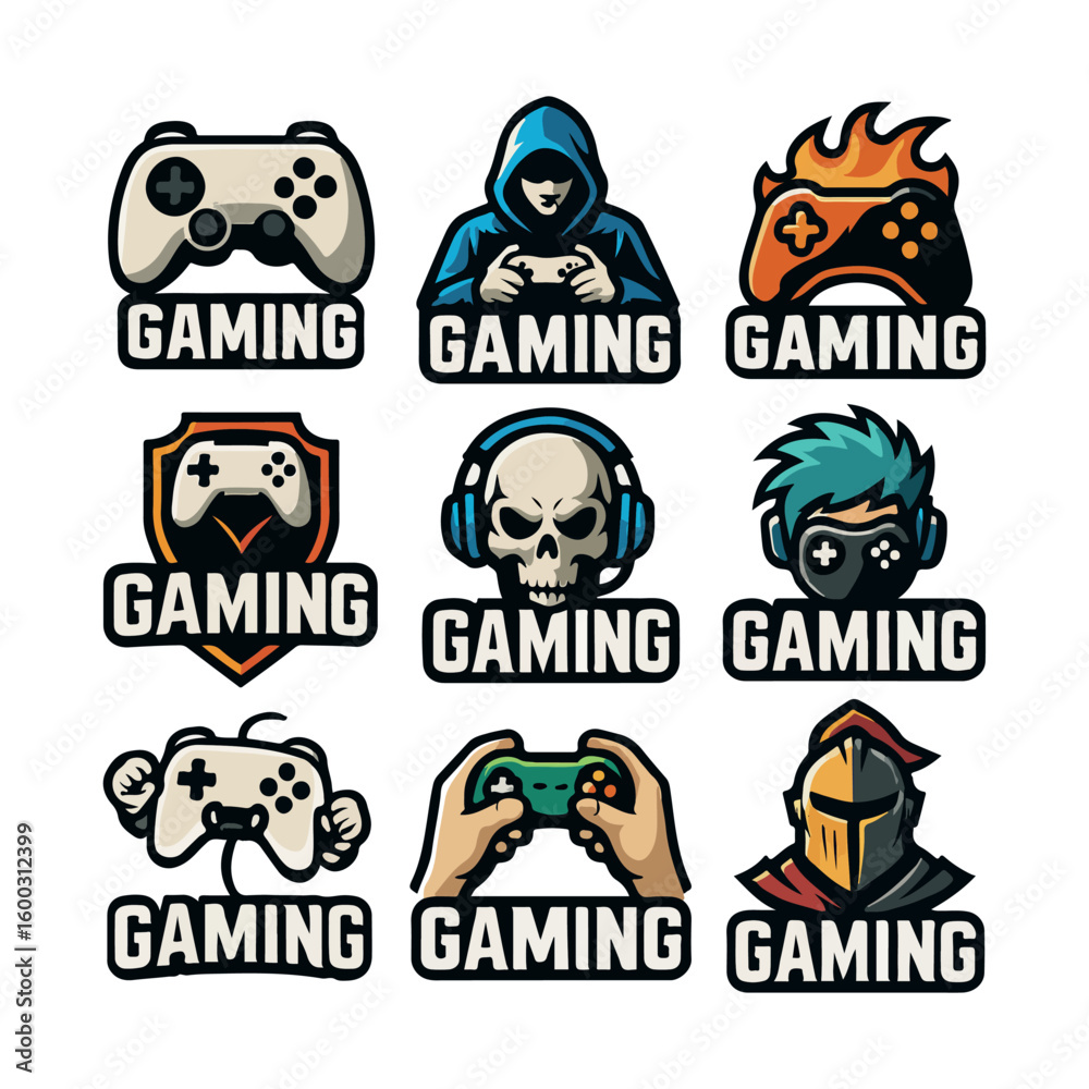 Fototapeta premium Nine Colorful Gaming Logos for Esports or Video Games
