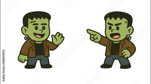 Frankenstein Cartoon Characters – Cute and Spooky Monster Vector Set