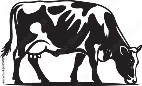 Silhouette Cow Vector Illustration Farm Animal Grazing Livestock Mammal
