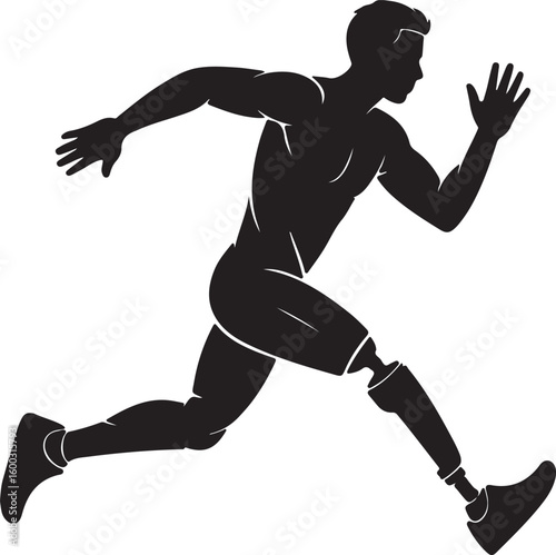 Paralympic Athlete Silhouette Vector Illustration of Runner with Prosthetic