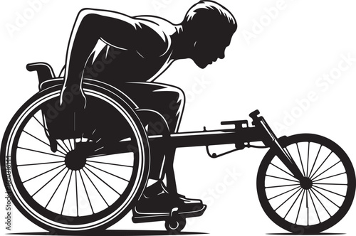 Wheelchair Racing Athlete Silhouette Vector Illustration Sport Competition