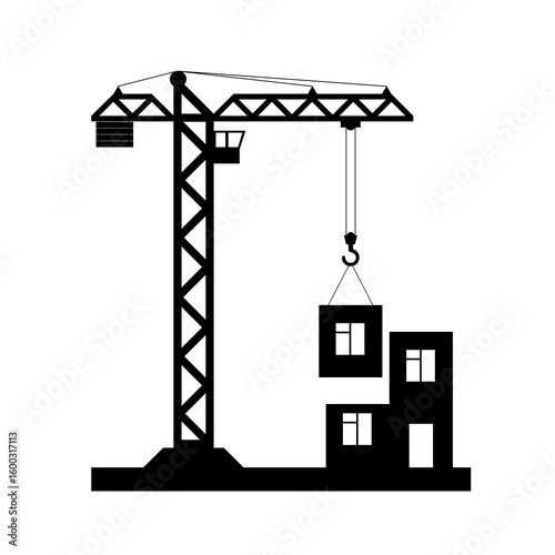 Fototapeta Building Tower crane icon.