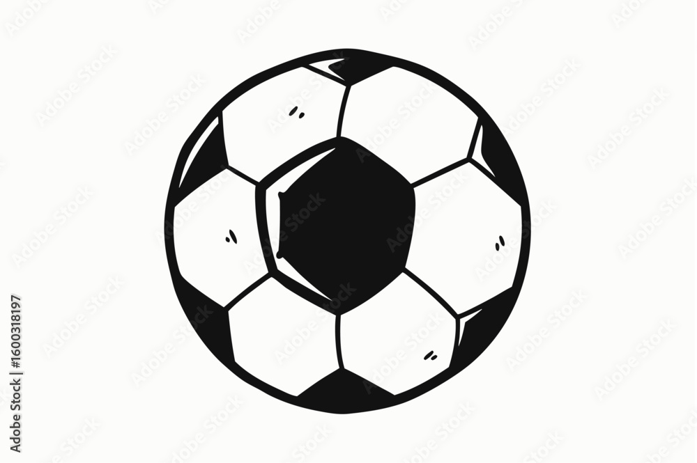 Fototapeta premium Black and white soccer ball isolated on white background, perfect for sport illustrations, game design, and team-based competition imagery