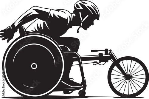 Handcycle Silhouette Adaptive Sport Wheelchair Racing Athlete Competition 