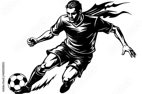Dynamic soccer player silhouettes in action, showcasing athletic competition and the thrill of the game