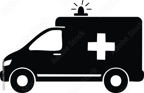 ambulance vehicle icon silhouette vector illustration.rescue, ambulance, illustration, car, road, symbol, vector, arrest, assistance, concepts, criminal, cut out, form, graphic, individuality, 