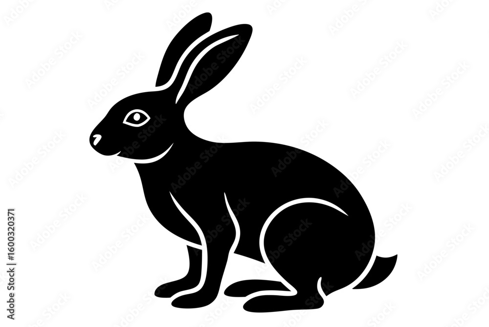 Obraz premium Cartoon vector illustration of a cute Easter bunny, a funny farm animal silhouette