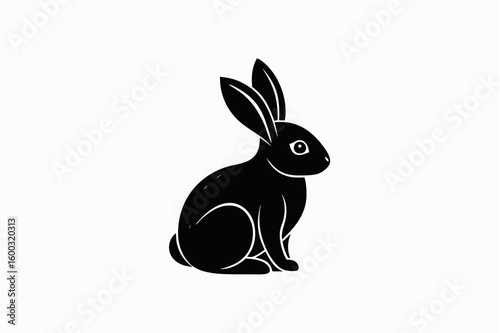 Cute vector illustration of a fluffy baby rabbit or bunny, isolated on a white background, perfect for Easter or farm animal themes