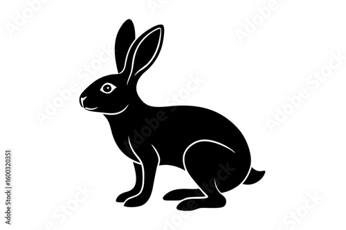 A cute black bunny vector illustration, isolated on a white background, perfect for Easter or pet-themed designs