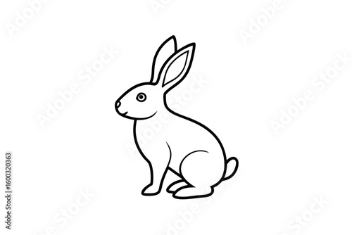 A cute, fluffy cartoon bunny vector illustration, perfect for Easter or pet-themed designs, isolated on white