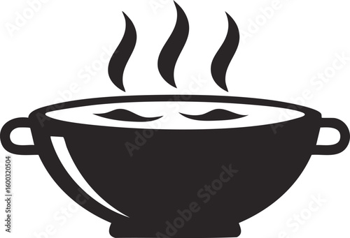 soup steaming stencil icon silhouette vector illustration.graphic, liquid, outline, silhouette, warm, steam, stencil, hot, illustration, kitchen, shape, steaming, broth, design, icon, meal, soup, 