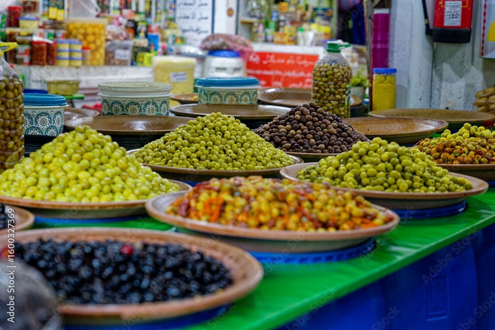 Obraz premium Vibrant Olive Display in Market Setting