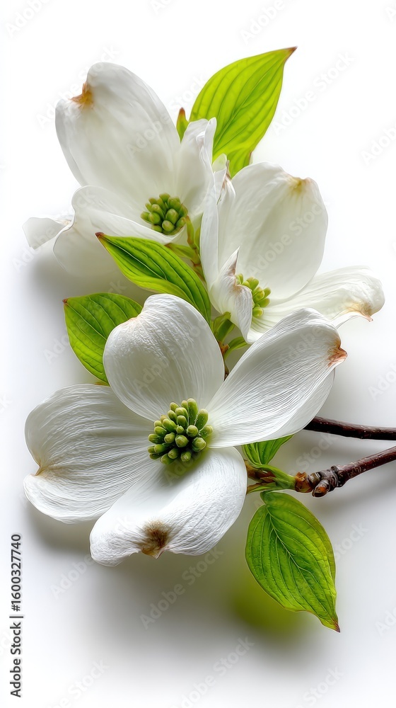 Fototapeta premium Delicate Spring Dogwood Blossoms With Dew Drops