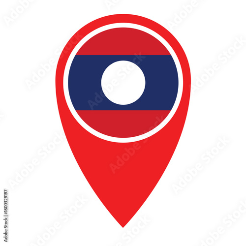 Free Download Laos Location Pin Icon with National Flag – Travel Map Marker Symbol Design - GFXLoad