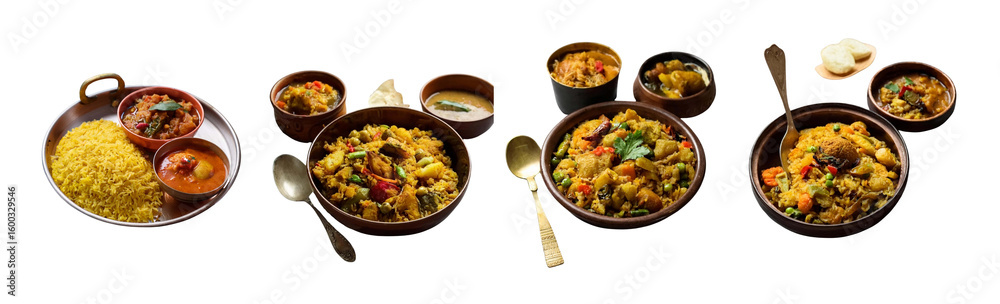 Indian Food Thali With Rice Curry And Spoons image Indian Food Thali With Rice Curry And Spoons image