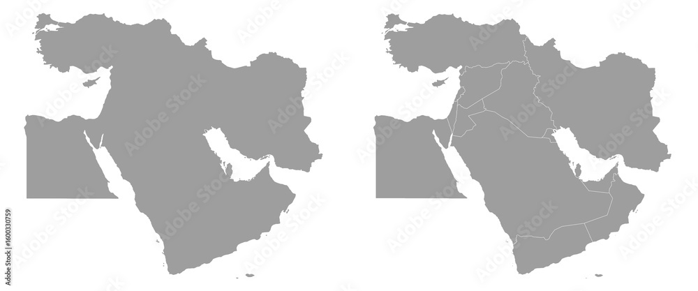 Fototapeta premium Middle East map with grey