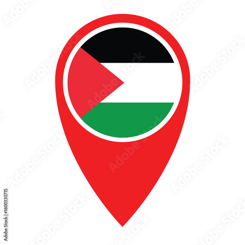 Free Download Palestine Location Pin Icon with National Flag – Travel Map Marker Symbol Design - GFXLoad