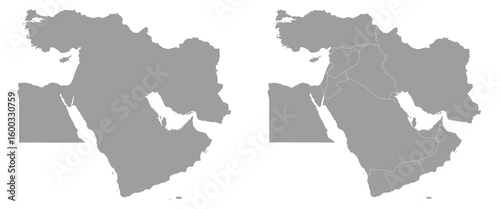 Middle East map with grey