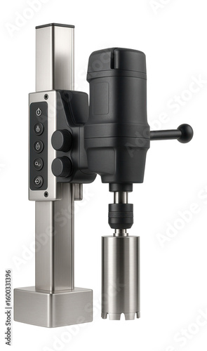 Electric core drilling rig with a compact footprint and variable speed control for laboratory use.