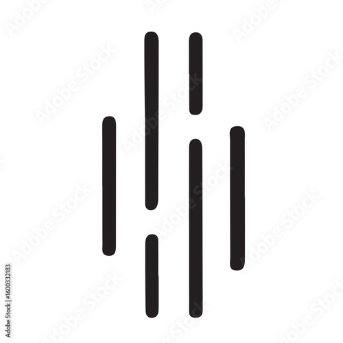 Minimalist black parallel rain lines icon, symbolizing rainfall, abstract clean modern vector for weather, fresh, climate, and creative visual designs.