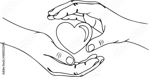 Gentle hands cup a detailed heart shape symbolizing care and compassion