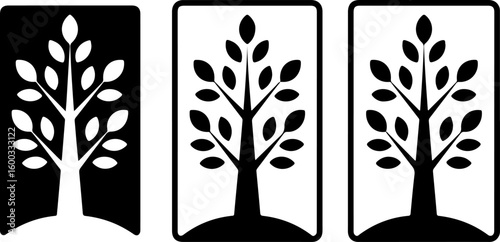 Elm Tree Silhouette Vector – Black on White Background

