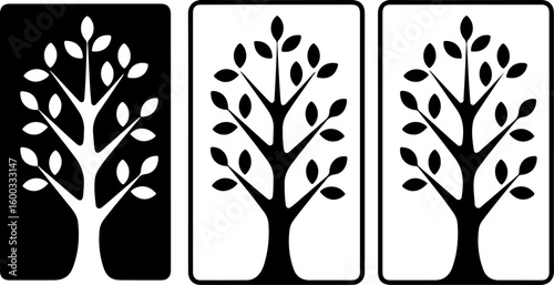 Elm Tree Silhouette Vector – Black on White Background

