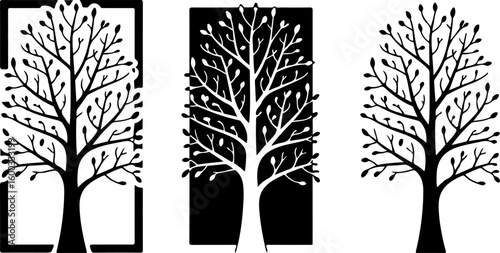 Elm Tree Silhouette Vector – Black on White Background

