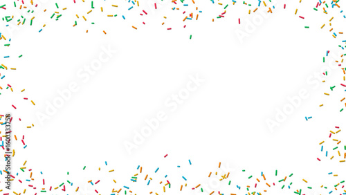 Photography birthday sprinkles border frame isolated on transparent background,png happy bir