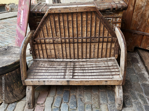 wooden vintage medieval forged chair sofa chest